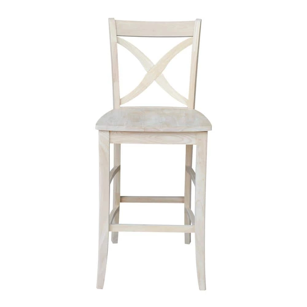 Vinyard 29.9 in. Unfinished Wood Bar Stool by International Concepts 1 Vinyard 29.9 in. Unfinished Wood Bar Stool by International Concepts