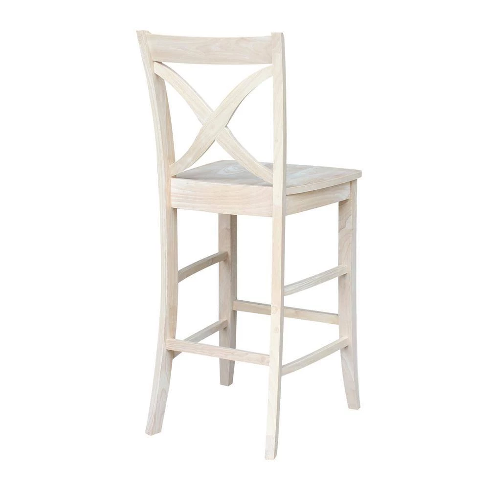 Vinyard 29.9 in. Unfinished Wood Bar Stool by International Concepts 6 Vinyard 29.9 in. Unfinished Wood Bar Stool by International Concepts - Image 6