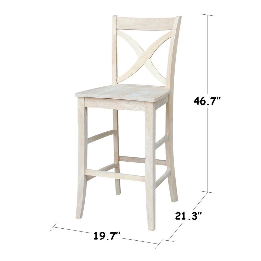 Vinyard 29.9 in. Unfinished Wood Bar Stool by International Concepts 7 Vinyard 29.9 in. Unfinished Wood Bar Stool by International Concepts - Image 7