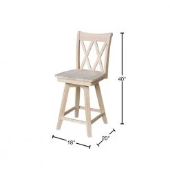 Double X Back 24 in. Unfinished Wood Swivel Bar Stool by International Concepts -International Concepts Sales natural international concepts bar stools s 202sw 40 1000