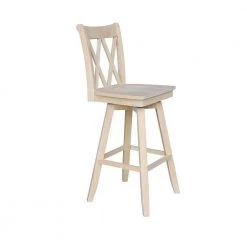 Double X Back 24 in. Unfinished Wood Swivel Bar Stool by International Concepts -International Concepts Sales natural international concepts bar stools s 202sw 76 1000