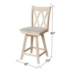 Double X Back 24 in. Unfinished Wood Swivel Bar Stool by International Concepts -International Concepts Sales natural international concepts bar stools s 202sw c3 1000