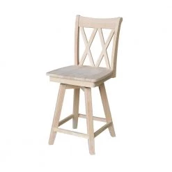 Double X Back 24 in. Unfinished Wood Swivel Bar Stool by International Concepts -International Concepts Sales natural international concepts bar stools s 202sw fa 1000