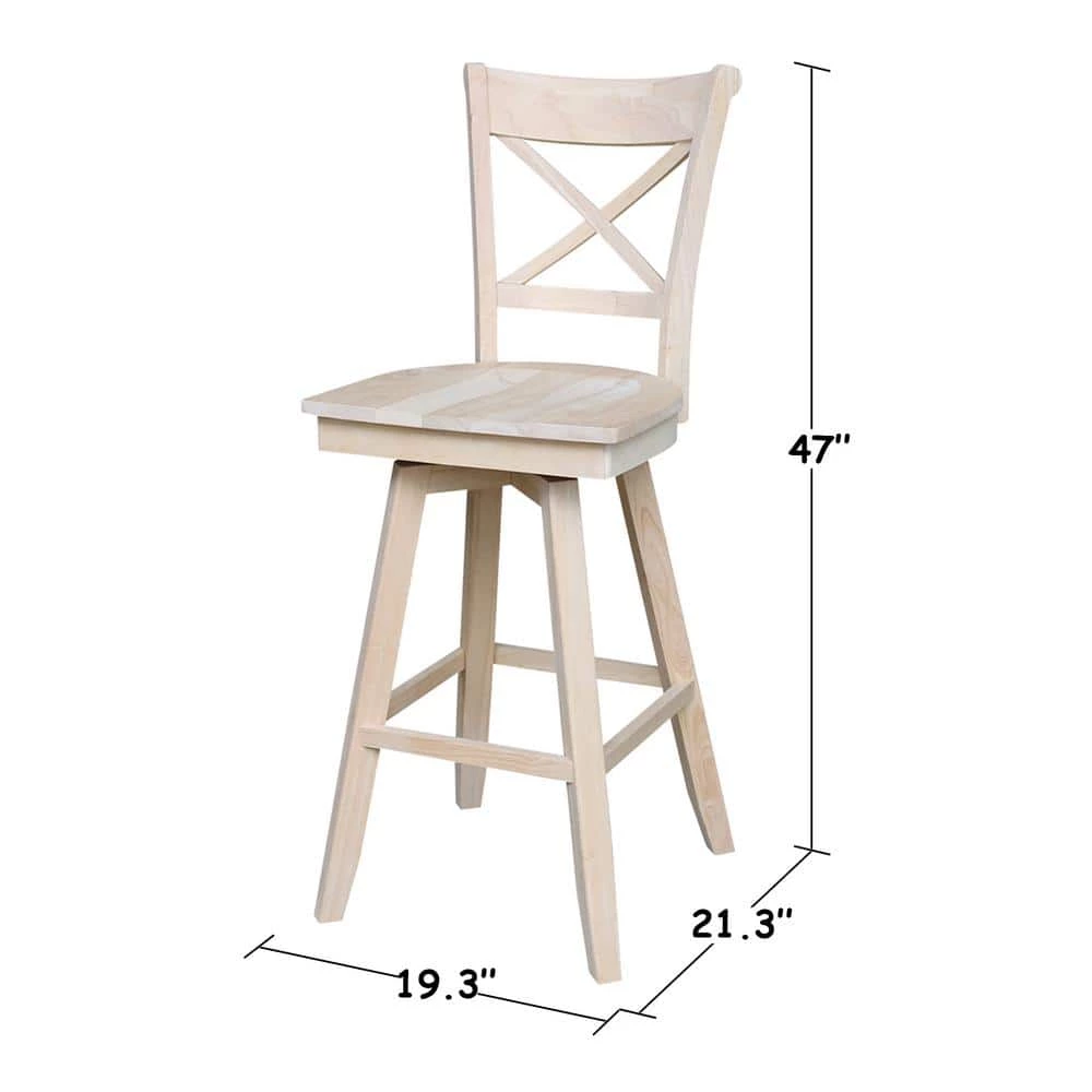 Charlotte 24 in. H Unfinished Swivel Counter Stool by International Concepts 5 Charlotte 24 in. H Unfinished Swivel Counter Stool by International Concepts - Image 5