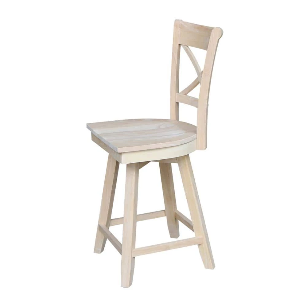 Charlotte 24 in. H Unfinished Swivel Counter Stool by International Concepts 2 Charlotte 24 in. H Unfinished Swivel Counter Stool by International Concepts - Image 2