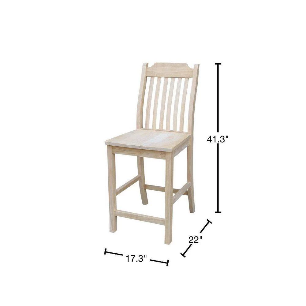 Steambent Mission 24 in. Unfinished Wood Bar Stool by International Concepts 3 Steambent Mission 24 in. Unfinished Wood Bar Stool by International Concepts - Image 3