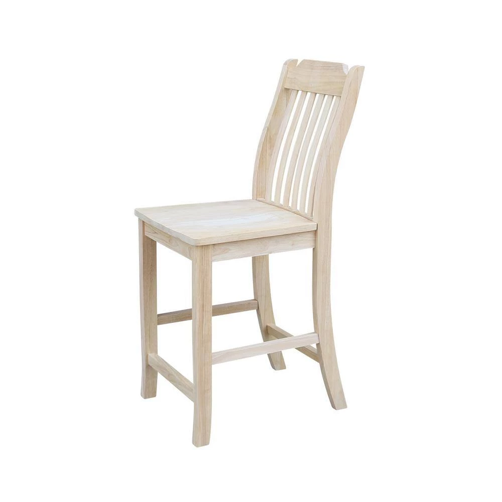 Steambent Mission 24 in. Unfinished Wood Bar Stool by International Concepts 2 Steambent Mission 24 in. Unfinished Wood Bar Stool by International Concepts - Image 2