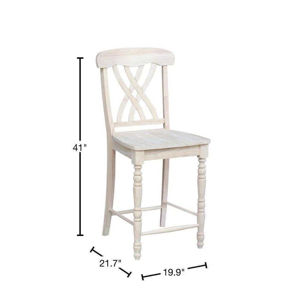 24 in. Unfinished Wood Bar Stool by International Concepts 3 24 in. Unfinished Wood Bar Stool by International Concepts - Image 3