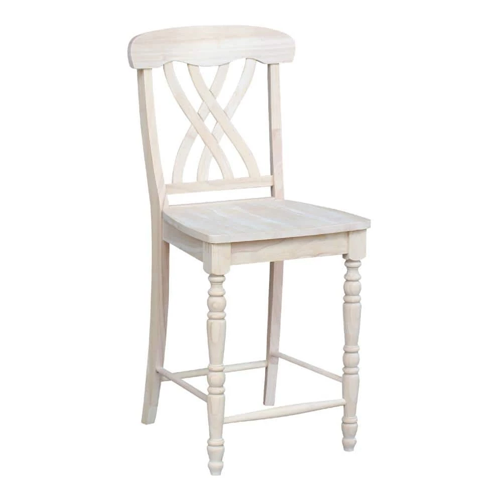 24 in. Unfinished Wood Bar Stool by International Concepts 1 24 in. Unfinished Wood Bar Stool by International Concepts