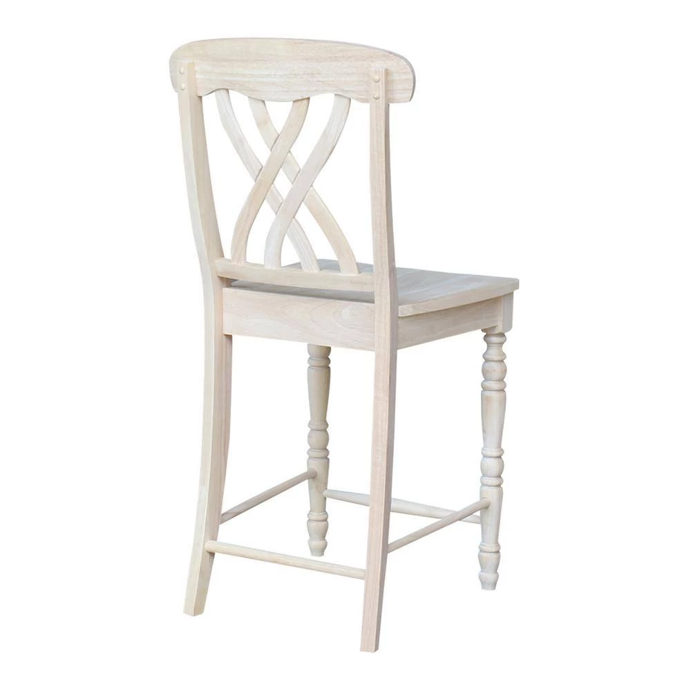 24 in. Unfinished Wood Bar Stool by International Concepts 6 24 in. Unfinished Wood Bar Stool by International Concepts - Image 6