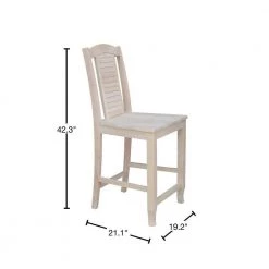 24 in. H Unfinished Seaside Counter Height Stool by International Concepts -International Concepts Sales natural international concepts bar stools s 452 40 1000