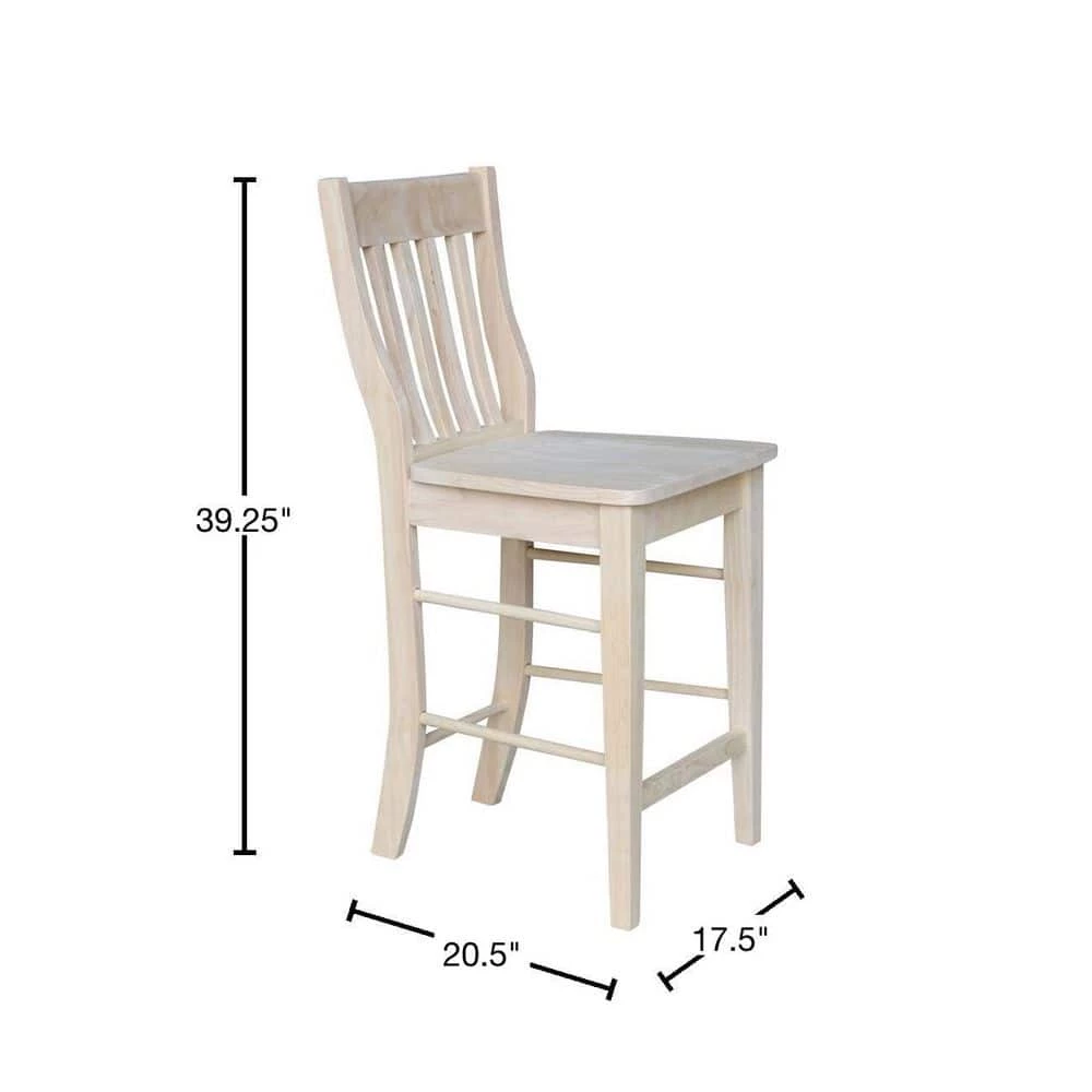 24 in. Unfinished Wood Bar Stool by International Concepts 3 24 in. Unfinished Wood Bar Stool by International Concepts - Image 3