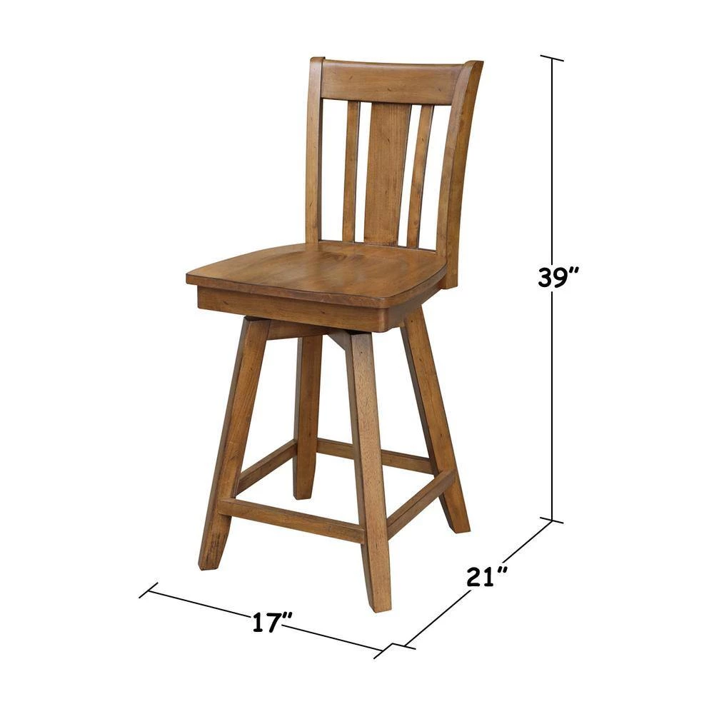 San Remo 24 in. Distressed Pecan Swivel Bar Stool by International Concepts 8 San Remo 24 in. Distressed Pecan Swivel Bar Stool by International Concepts - Image 8