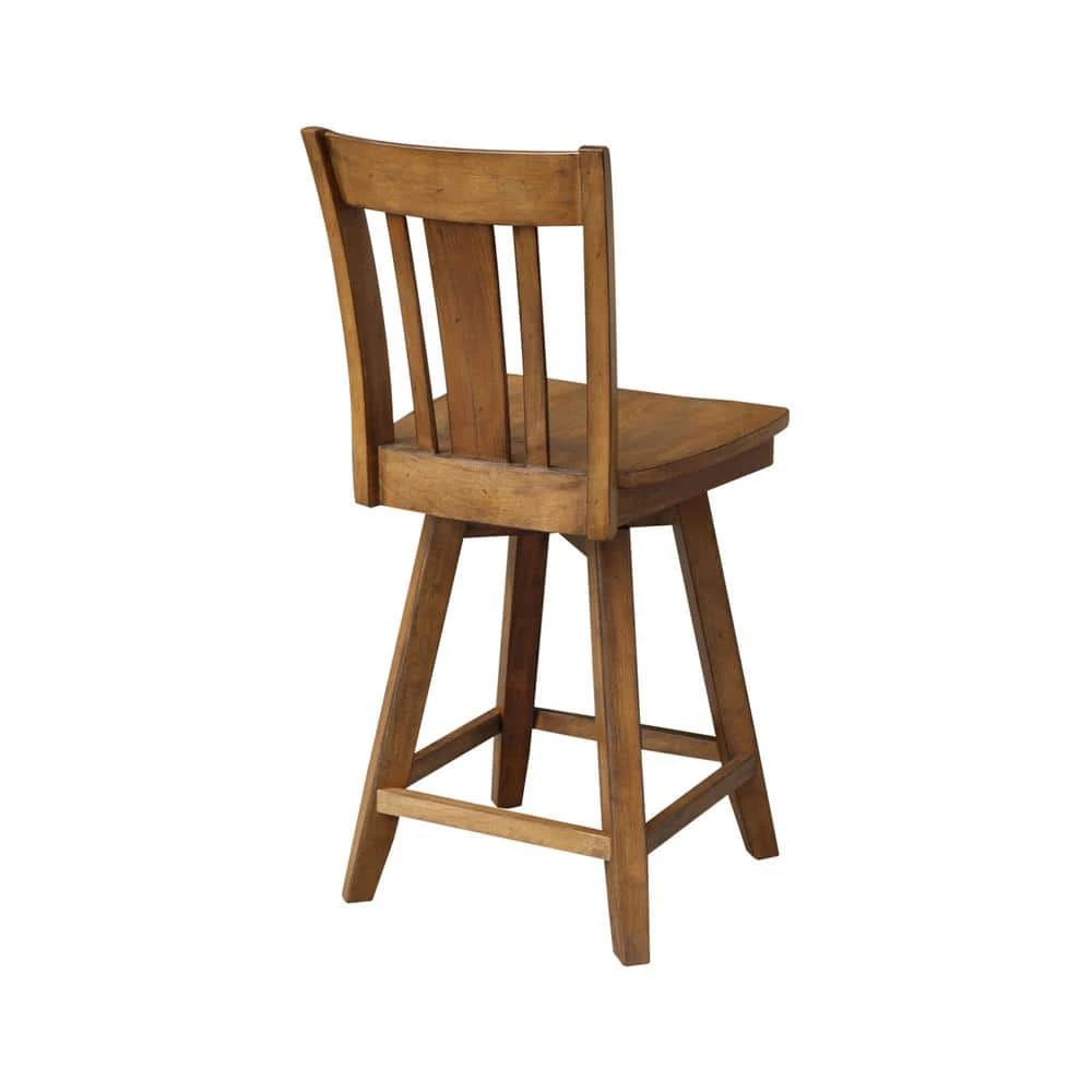 San Remo 24 in. Distressed Pecan Swivel Bar Stool by International Concepts 6 San Remo 24 in. Distressed Pecan Swivel Bar Stool by International Concepts - Image 6