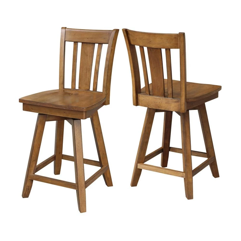 San Remo 24 in. Distressed Pecan Swivel Bar Stool by International Concepts 7 San Remo 24 in. Distressed Pecan Swivel Bar Stool by International Concepts - Image 7