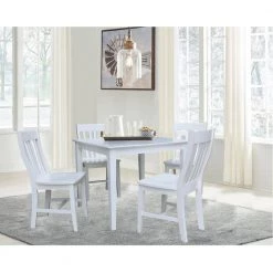 5-Piece 36 in. White Square Dining Table with 4-Cafe Chairs by International Concepts -International Concepts Sales pure white international concepts dining room sets k08 3636 c61 4 31 1000