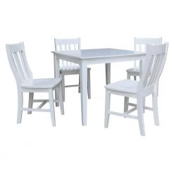 5-Piece 36 in. White Square Dining Table with 4-Cafe Chairs by International Concepts