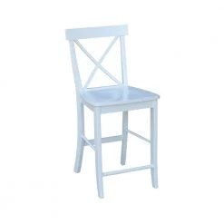 3-Piece Set White Solid Wood 36 in Square Counter-height Table with 2 Alexa Armless Stools by International Concepts -International Concepts Sales pure white international concepts dining room sets k08 3636 s6132 2 4f 1000