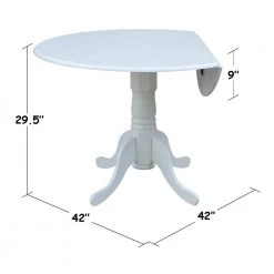 Brynwood 3-Piece 42 in. Pure White Round Drop-Leaf Wood Dining Set with Mission Chairs by International Concepts -International Concepts Sales pure white international concepts dining room sets k08 42dp c265 40 1000