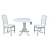 Brynwood 3-Piece 42 in. Pure White Round Drop-Leaf Wood Dining Set with Mission Chairs by International Concepts