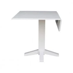 36 in. Pure White Square Drop-Leaf Dining Table by International Concepts -International Concepts Sales pure white international concepts kitchen dining tables t08 36sdp 4f 1000