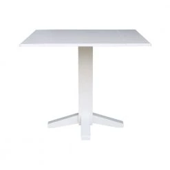 36 in. Pure White Square Drop-Leaf Dining Table by International Concepts