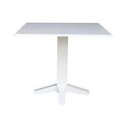 36 in. Pure White Square Drop-Leaf Dining Table by International Concepts -International Concepts Sales pure white international concepts kitchen dining tables t08 36sdp 66 1000