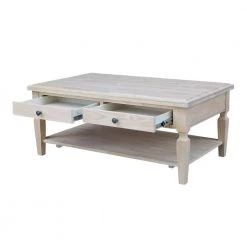 Vista 48 in. Unfinished Wood Large Rectangle Coffee Table with Drawers by International Concepts -International Concepts Sales ready to finish international concepts coffee tables ot 15c 1f 1000