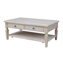 Vista 48 in. Unfinished Wood Large Rectangle Coffee Table with Drawers by International Concepts -International Concepts Sales ready to finish international concepts coffee tables ot 15c 31 1000
