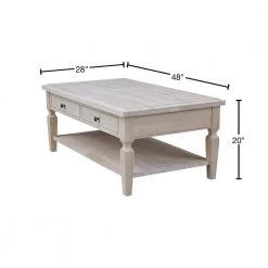 Vista 48 in. Unfinished Wood Large Rectangle Coffee Table with Drawers by International Concepts -International Concepts Sales ready to finish international concepts coffee tables ot 15c 40 1000