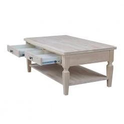 Vista 48 in. Unfinished Wood Large Rectangle Coffee Table with Drawers by International Concepts -International Concepts Sales ready to finish international concepts coffee tables ot 15c 44 1000