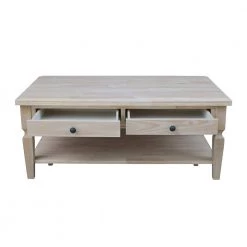 Vista 48 in. Unfinished Wood Large Rectangle Coffee Table with Drawers by International Concepts -International Concepts Sales ready to finish international concepts coffee tables ot 15c 4f 1000