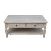 Vista 48 in. Unfinished Wood Large Rectangle Coffee Table with Drawers by International Concepts