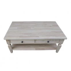 Vista 48 in. Unfinished Wood Large Rectangle Coffee Table with Drawers by International Concepts -International Concepts Sales ready to finish international concepts coffee tables ot 15c 76 1000
