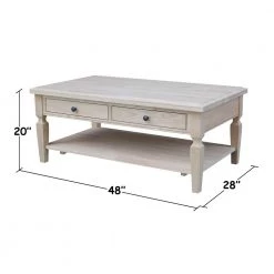 Vista 48 in. Unfinished Wood Large Rectangle Coffee Table with Drawers by International Concepts -International Concepts Sales ready to finish international concepts coffee tables ot 15c c3 1000
