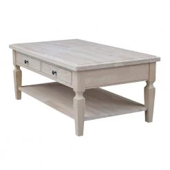 Vista 48 in. Unfinished Wood Large Rectangle Coffee Table with Drawers by International Concepts -International Concepts Sales ready to finish international concepts coffee tables ot 15c fa 1000
