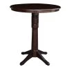 Olivia 36 in. Rich Mocha Round 42 in. H Solid Wood Bar Table by International Concepts