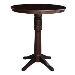 Olivia 36 in. Rich Mocha Round 42 in. H Solid Wood Bar Table by International Concepts