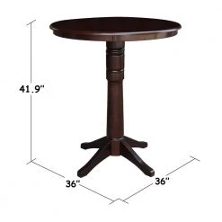 Olivia 36 in. Rich Mocha Round 42 in. H Solid Wood Bar Table by International Concepts -International Concepts Sales rich mocha international concepts bar tables k15 36rt 27b 6b 2 c3 1000