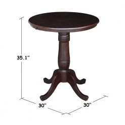3-Piece Set Rich Mocha 30 in. Round Gathering Height Table with 2-Counter Height Stools by International Concepts -International Concepts Sales rich mocha international concepts dining room sets k15 30rt 6b s102 2 4f 1000