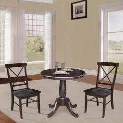 30 in. 3-Piece Rich Mocha Round Dining Height Table with 2-Side Chairs by International Concepts -International Concepts Sales rich mocha international concepts dining room sets k15 30rt c613 2 c3 1000