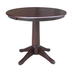 Olivia Mocha Solid Wood Oval Pedestal Table by International Concepts