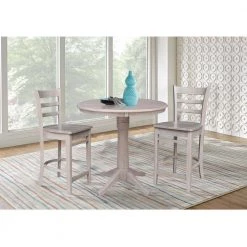 Emily 24 in. Taupe Gray High Back Wood Frame Counter Height Foot Rest Bar Stool by International Concepts -International Concepts Sales taupe gray international concepts bar stools s09 6172 31 1000