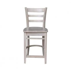 Emily 24 in. Taupe Gray High Back Wood Frame Counter Height Foot Rest Bar Stool by International Concepts