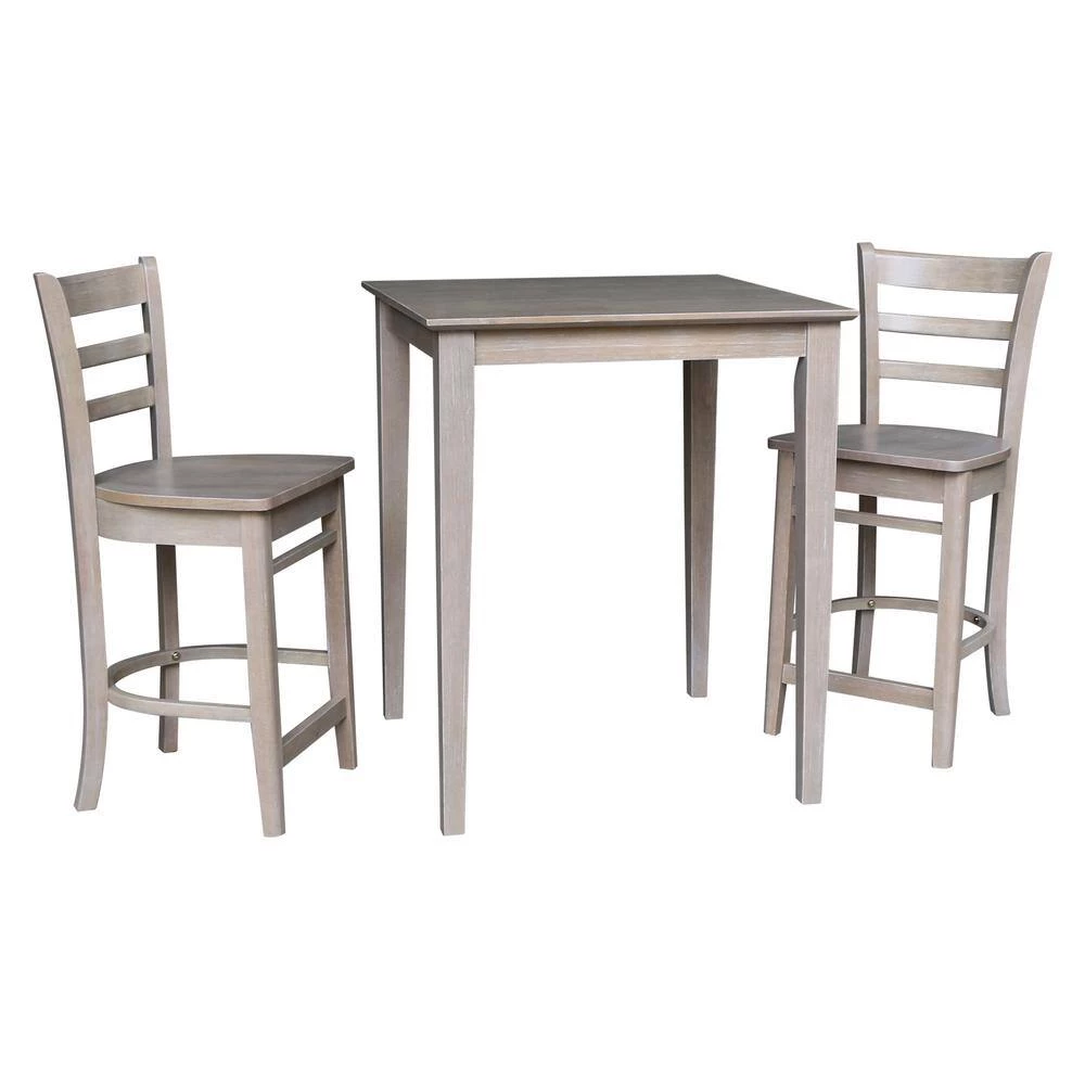 3 PC Set - Taupe Gray Solid Wood 30 in. Square Counter Height Table with 2 Stools by International Concepts 6 3 PC Set - Taupe Gray Solid Wood 30 in. Square Counter Height Table with 2 Stools by International Concepts - Image 6