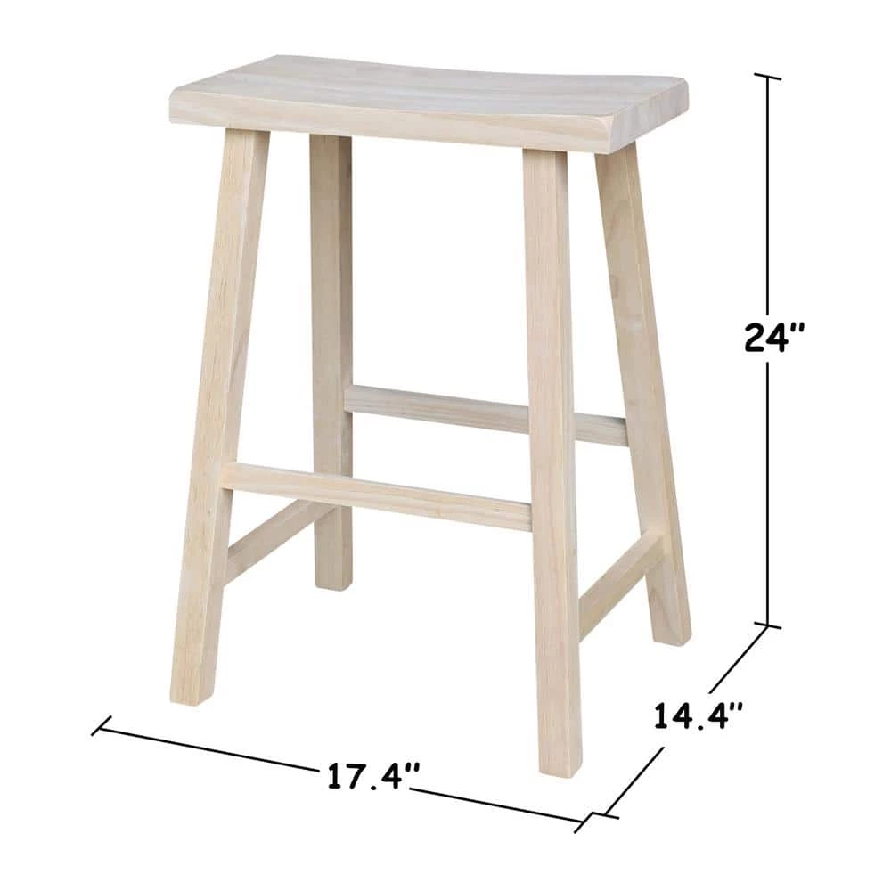 24 in. Unfinished Wood Bar Stool by International Concepts 7 24 in. Unfinished Wood Bar Stool by International Concepts - Image 7