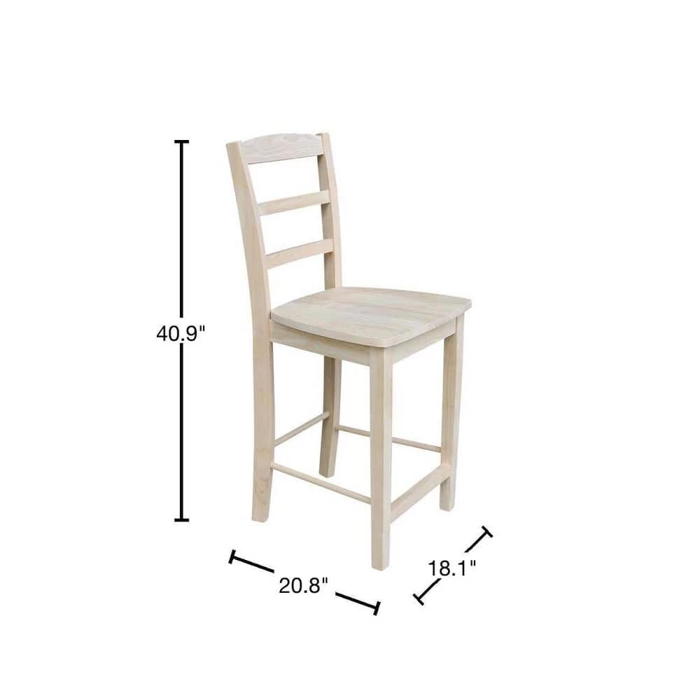 24 in. Madrid Counter Height Stool in Unfinished by International Concepts 3 24 in. Madrid Counter Height Stool in Unfinished by International Concepts - Image 3