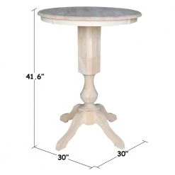Sophia Ready to Finish 30 in. Unfinished Solid Wood Round Bar Table by International Concepts -International Concepts Sales unfinished international concepts bar tables k 30rt 11p 2 c3 1000