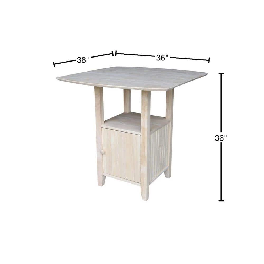 Unfinished Dual Drop Leaf Pub/Bar Table by International Concepts 2 Unfinished Dual Drop Leaf Pub/Bar Table by International Concepts - Image 2
