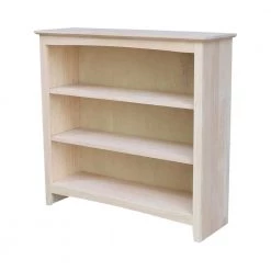 36 in. H Unfinished Solid Wood 3-Shelf Standard Bookcase by International Concepts